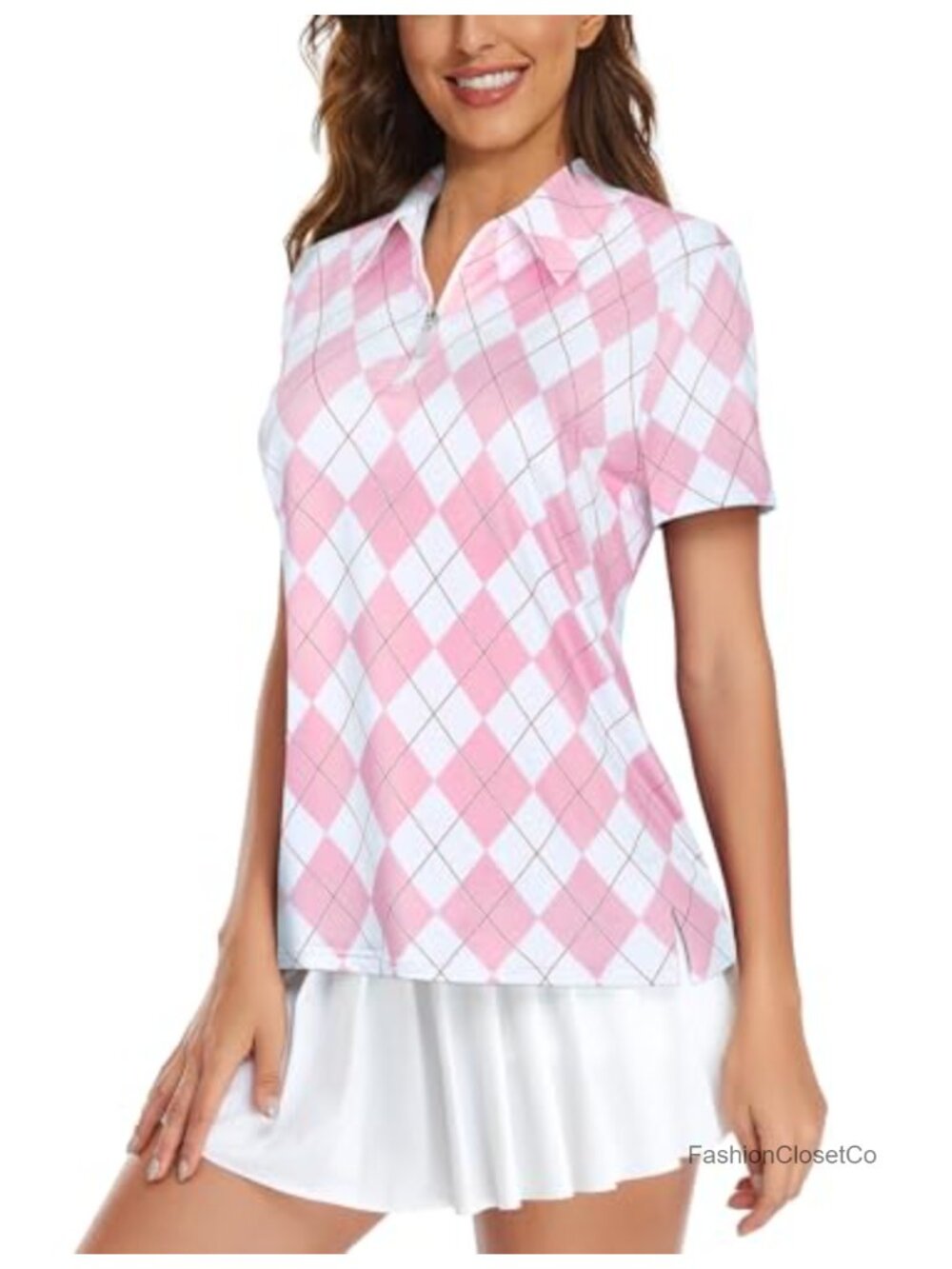 Women's Golf Polo 1/4 Zip Short Sleeve UPF50+ Moisture Wicking Active Shirt